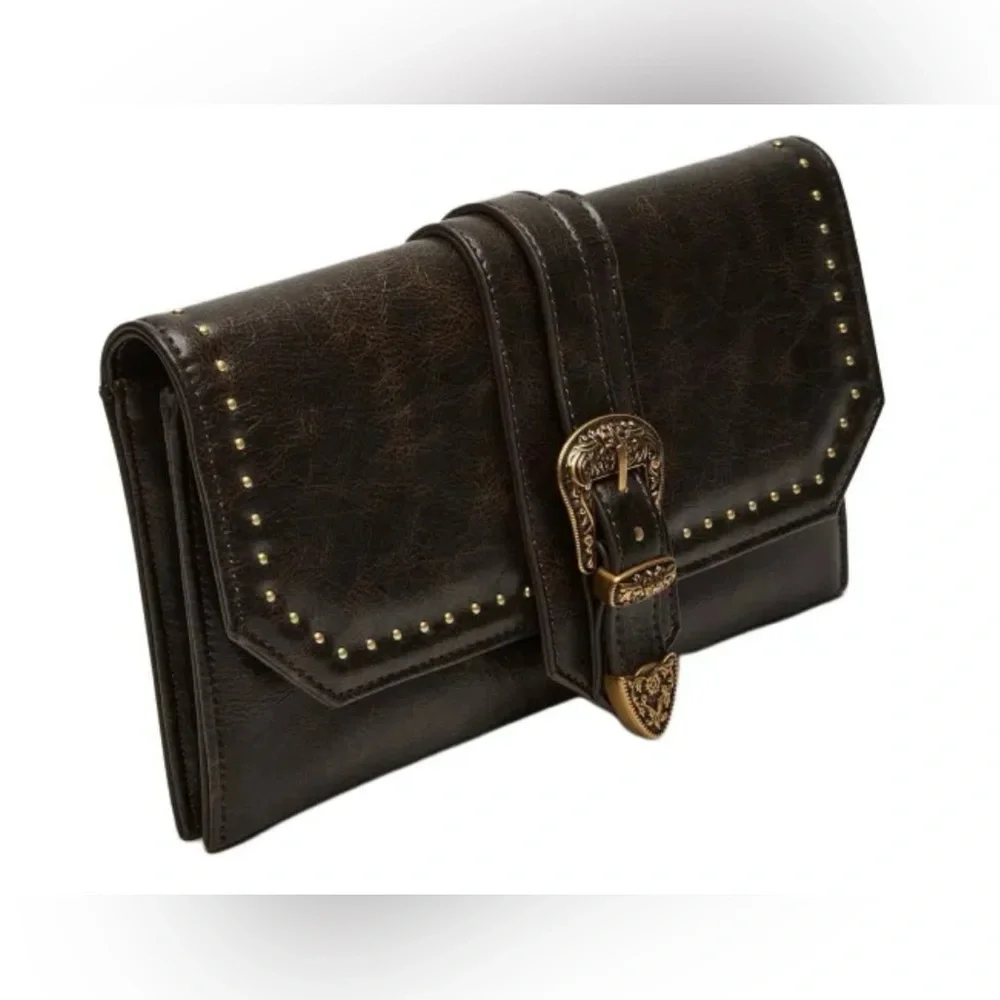 STEVE MADDEN Clutch Crossbody Bag Women's‎  Black Leather